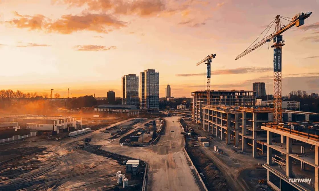 Hero background video — moving sky construction site